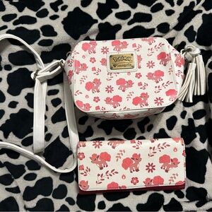Pokemon Loungefly Vulpix Floral Print Cross Body & wallet set heart Logo